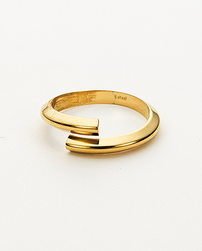 Colección Bold Gold | Anillo Ibon de acero inoxidable bañado en oro 14k. Marca Vesiica.